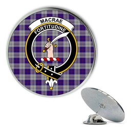 ScotsTee Shop Scottish MacRae Dress Purple 1 Metal Tartan Lapel Pin Scottish Clan Crest Badge