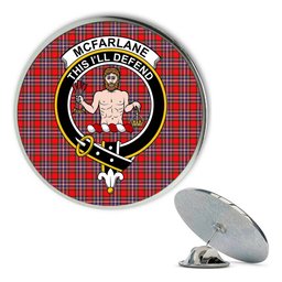 ScotsTee Shop Scottish McFarlane Modern Metal Tartan Lapel Pin Scottish Clan Crest Badge
