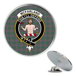 ScotsTee Shop Scottish McFarland Hunting Ancient Metal Tartan Lapel Pin Scottish Clan Crest Badge
