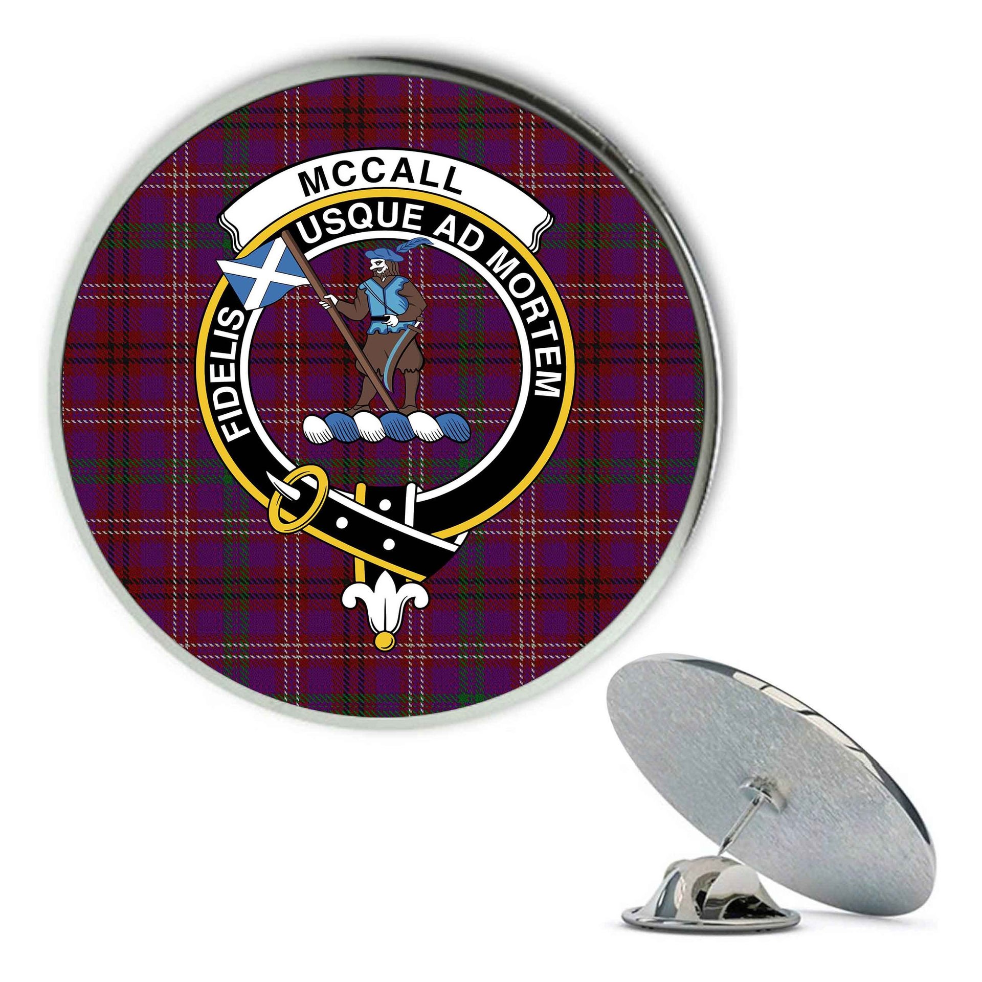 ScotsTee Shop Scottish McCall (Caithness) Metal Tartan Lapel Pin Scottish Clan Crest Badge