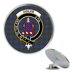 ScotsTee Shop Scottish Ogilvie (Ogilvy) Hunting Modern Metal Tartan Lapel Pin Scottish Clan Crest Badge