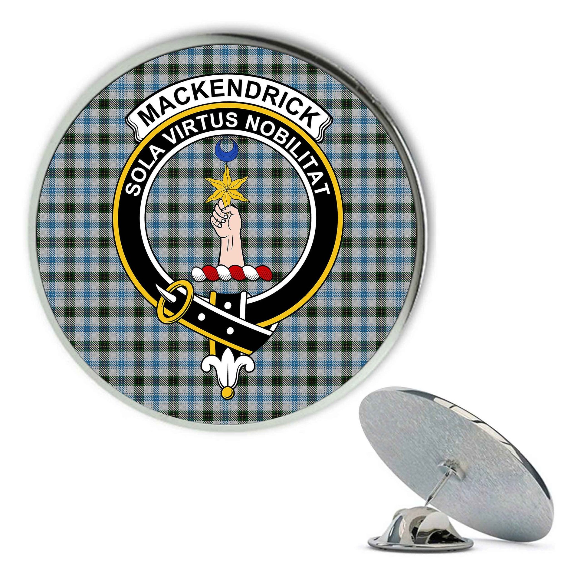 ScotsTee Shop Scottish MacKendrick Dress Metal Tartan Lapel Pin Scottish Clan Crest Badge