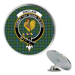 ScotsTee Shop Scottish Sinclair Hunting Ancient Clan Metal Tartan Lapel Pin Scottish Clan Crest Badge