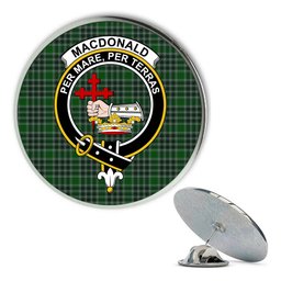 ScotsTee Shop Scottish MacDonald Lord of the Isles Hunting Metal Tartan Lapel Pin Scottish Clan Crest Badge