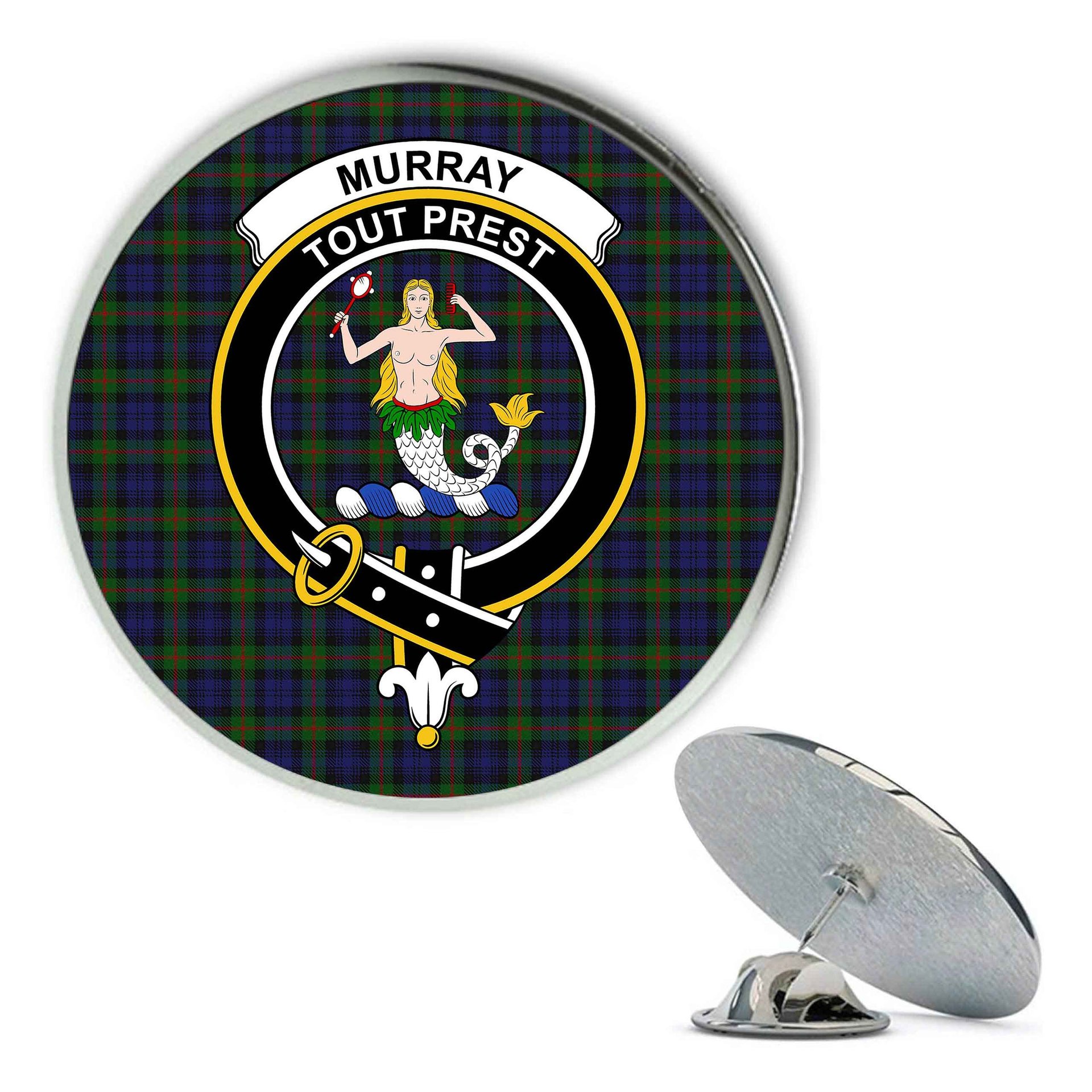 ScotsTee Shop Scottish Murray 1816 2 Metal Tartan Lapel Pin Scottish Clan Crest Badge