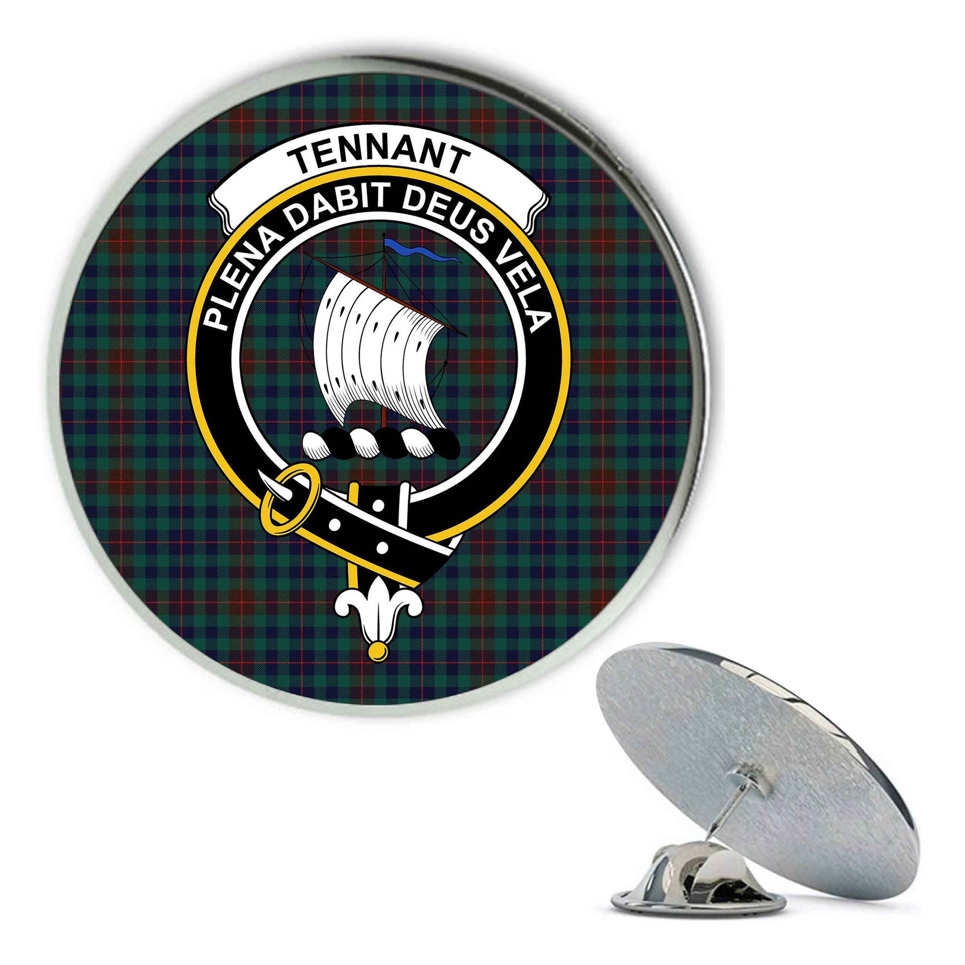 ScotsTee Shop Scottish Tennant Yules Modern Metal Tartan Lapel Pin Scottish Clan Crest Badge
