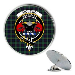 ScotsTee Shop Scottish McLeod of Skye Modern Metal Tartan Lapel Pin Scottish Clan Crest Badge