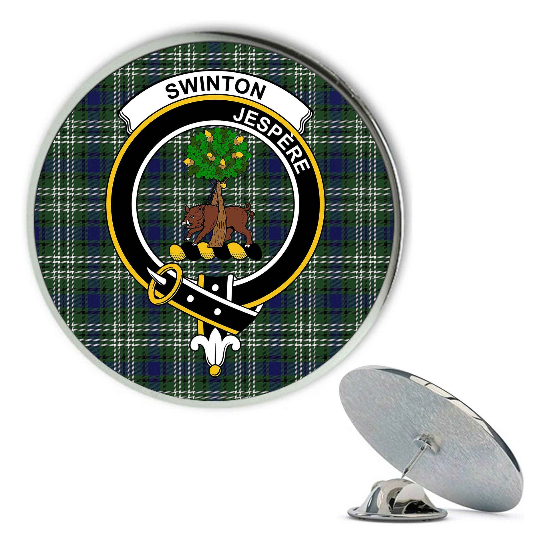 ScotsTee Shop Scottish Swinton Metal Tartan Lapel Pin Scottish Clan Crest Badge