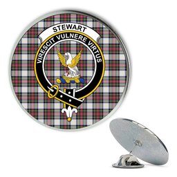 ScotsTee Shop Scottish Stewart Dress Modern Metal Tartan Lapel Pin Scottish Clan Crest Badge