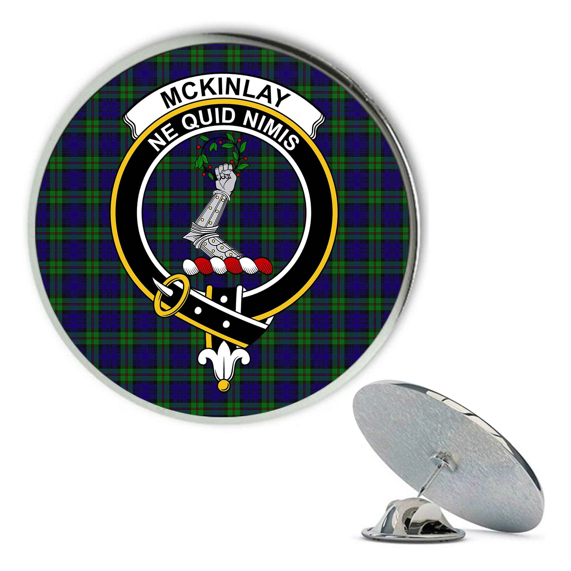 ScotsTee Shop Scottish McKinlay Modern Metal Tartan Lapel Pin Scottish Clan Crest Badge