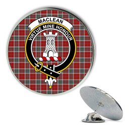 ScotsTee Shop Scottish MacLean of Duart Dress 2 Metal Tartan Lapel Pin Scottish Clan Crest Badge