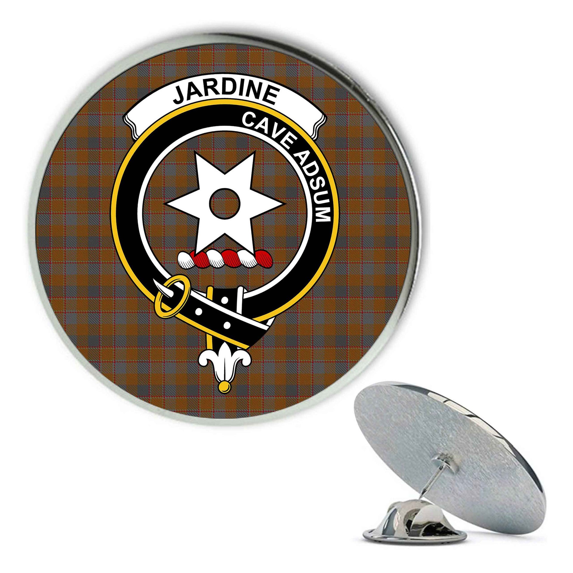 ScotsTee Shop Scottish Jardine 1 Metal Tartan Lapel Pin Scottish Clan Crest Badge