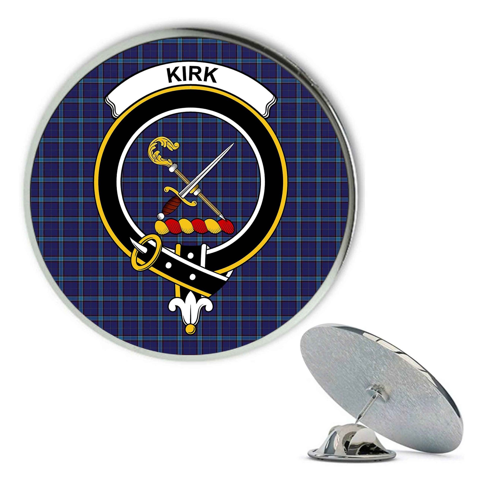 ScotsTee Shop Scottish Kircaldy Metal Tartan Lapel Pin Scottish Clan Crest Badge