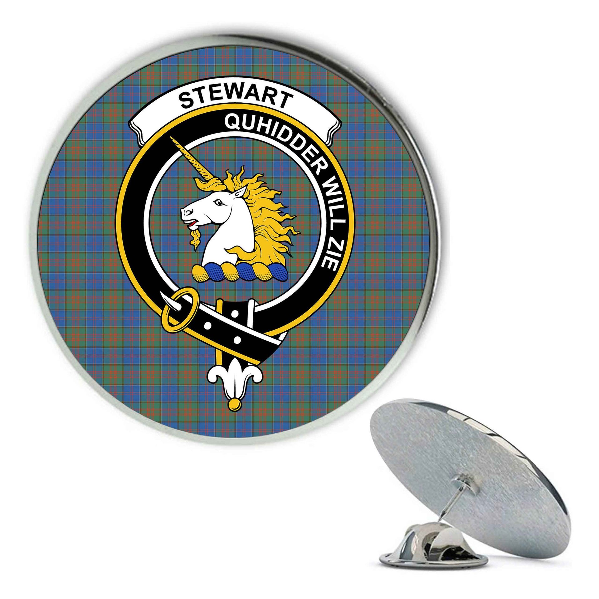 ScotsTee Shop Scottish Stewart of Appin Hunting Ancient Metal Tartan Lapel Pin Scottish Clan Crest Badge