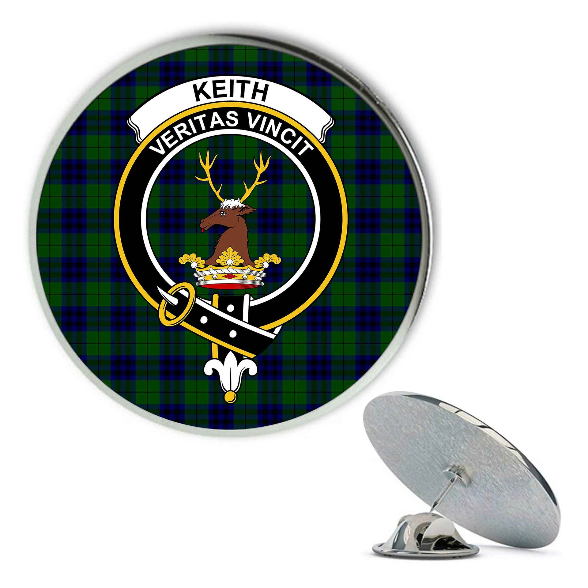 ScotsTee Shop Scottish Keith Modern Metal Tartan Lapel Pin Scottish Clan Crest Badge