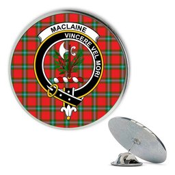 ScotsTee Shop Scottish MacLaine of Loch Buie Metal Tartan Lapel Pin Scottish Clan Crest Badge