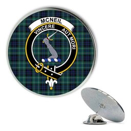 ScotsTee Shop Scottish McNeil of Colonsay Modern Metal Tartan Lapel Pin Scottish Clan Crest Badge