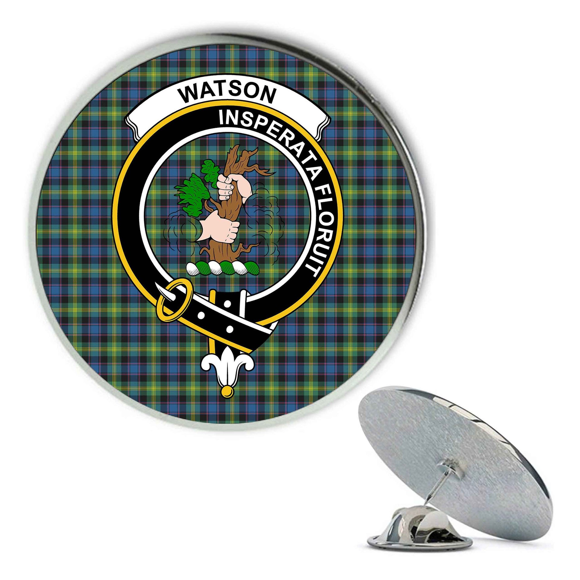 ScotsTee Shop Scottish Watson Ancient Metal Tartan Lapel Pin Scottish Clan Crest Badge