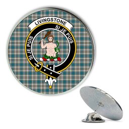 ScotsTee Shop Scottish Livingstone Dress Ancient Metal Tartan Lapel Pin Scottish Clan Crest Badge
