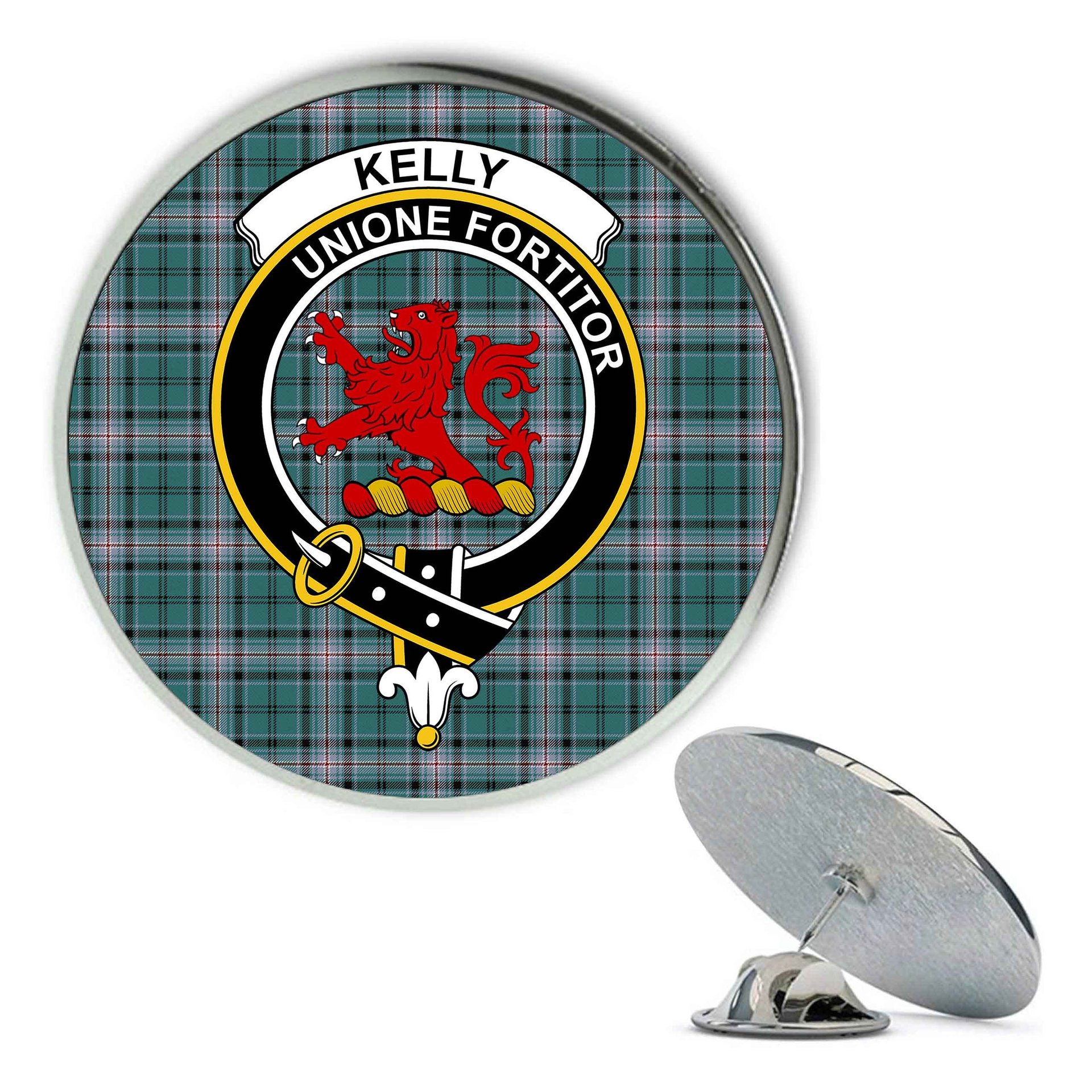 ScotsTee Shop Scottish Kelly of Sleat Hunting Modern Metal Tartan Lapel Pin Scottish Clan Crest Badge
