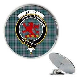 ScotsTee Shop Scottish Kelly of Sleat Hunting Modern Metal Tartan Lapel Pin Scottish Clan Crest Badge