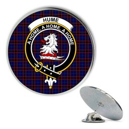ScotsTee Shop Scottish Hume Modern Metal Tartan Lapel Pin Scottish Clan Crest Badge