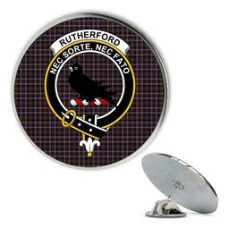 ScotsTee Shop Scottish Rutherford Simon Travis Alan Hunting Metal Tartan Lapel Pin Scottish Clan Crest Badge