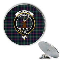 ScotsTee Shop Scottish MacPhail Hunting Modern Metal Tartan Lapel Pin Scottish Clan Crest Badge