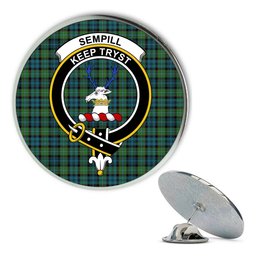 ScotsTee Shop Scottish Sempill Ancient Metal Tartan Lapel Pin Scottish Clan Crest Badge