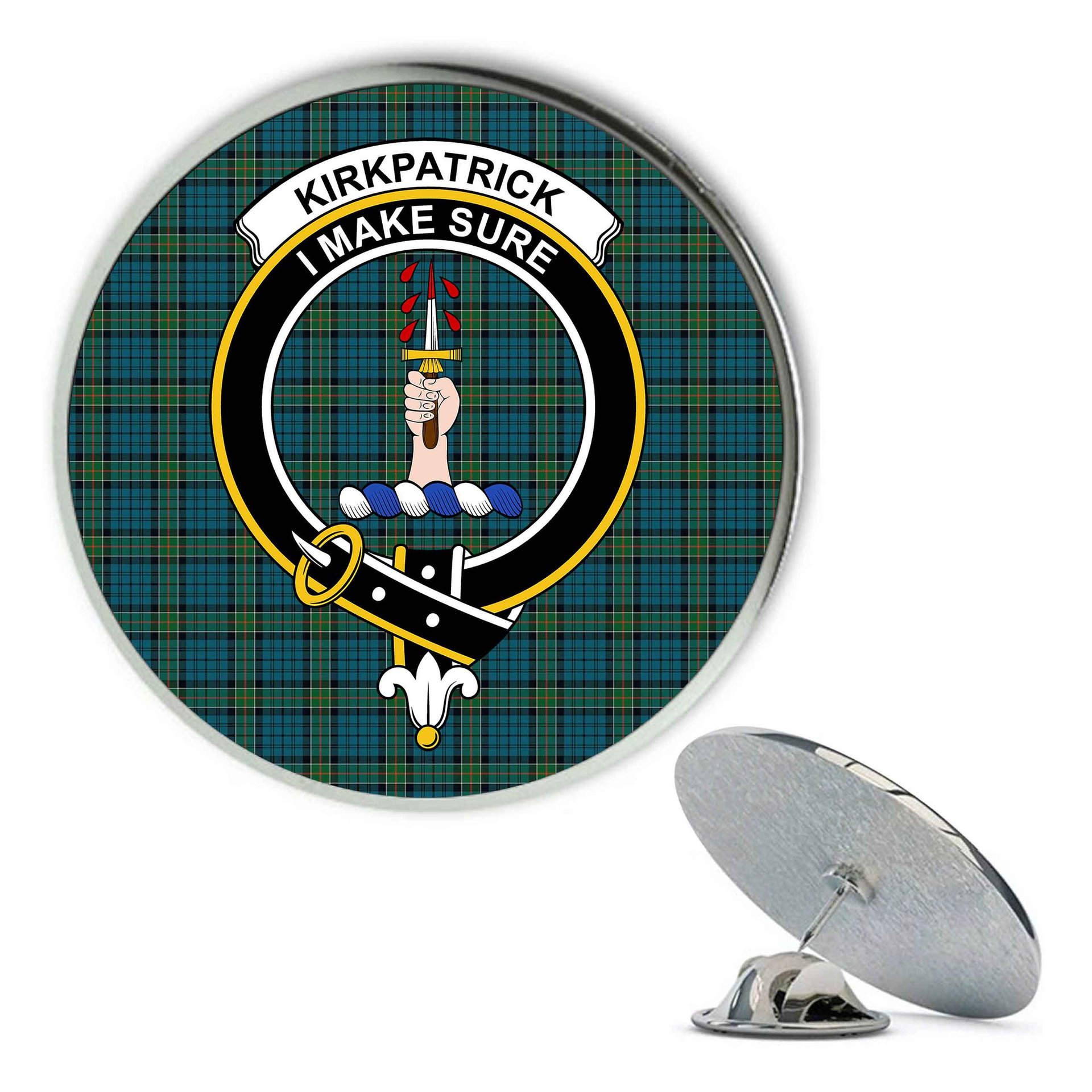 ScotsTee Shop Scottish Kirkpatrick Metal Tartan Lapel Pin Scottish Clan Crest Badge