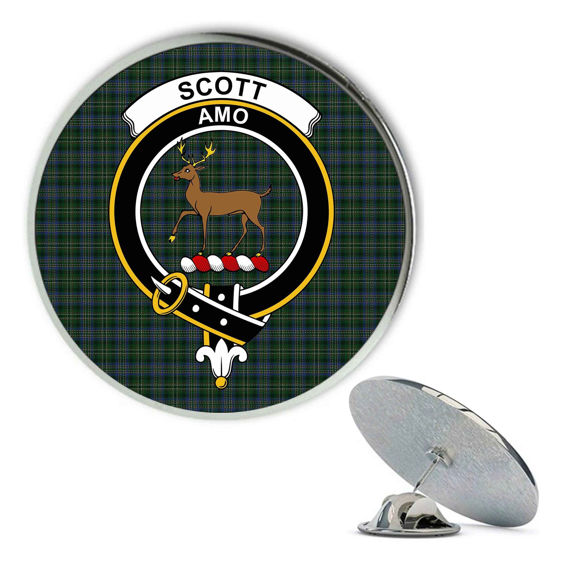 ScotsTee Shop Scottish Scott Hunting special Metal Tartan Lapel Pin Scottish Clan Crest Badge
