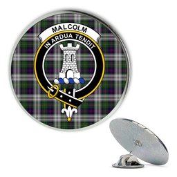 ScotsTee Shop Scottish Malcolm Dress Metal Tartan Lapel Pin Scottish Clan Crest Badge