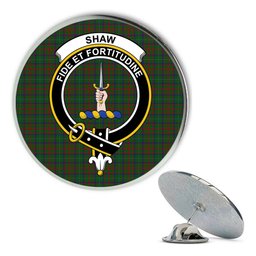 ScotsTee Shop Scottish Shaw of Tordarroch Green Hunting Metal Tartan Lapel Pin Scottish Clan Crest Badge