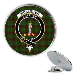 ScotsTee Shop Scottish McAlister of Glenbarr Hunting Metal Tartan Lapel Pin Scottish Clan Crest Badge