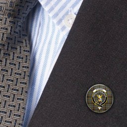 ScotsTee Shop Scottish Stewart Hunting Weathered Metal Tartan Lapel Pin Scottish Clan Crest Badge