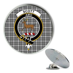 ScotsTee Shop Scottish Scott Black and White Modern Metal Tartan Lapel Pin Scottish Clan Crest Badge