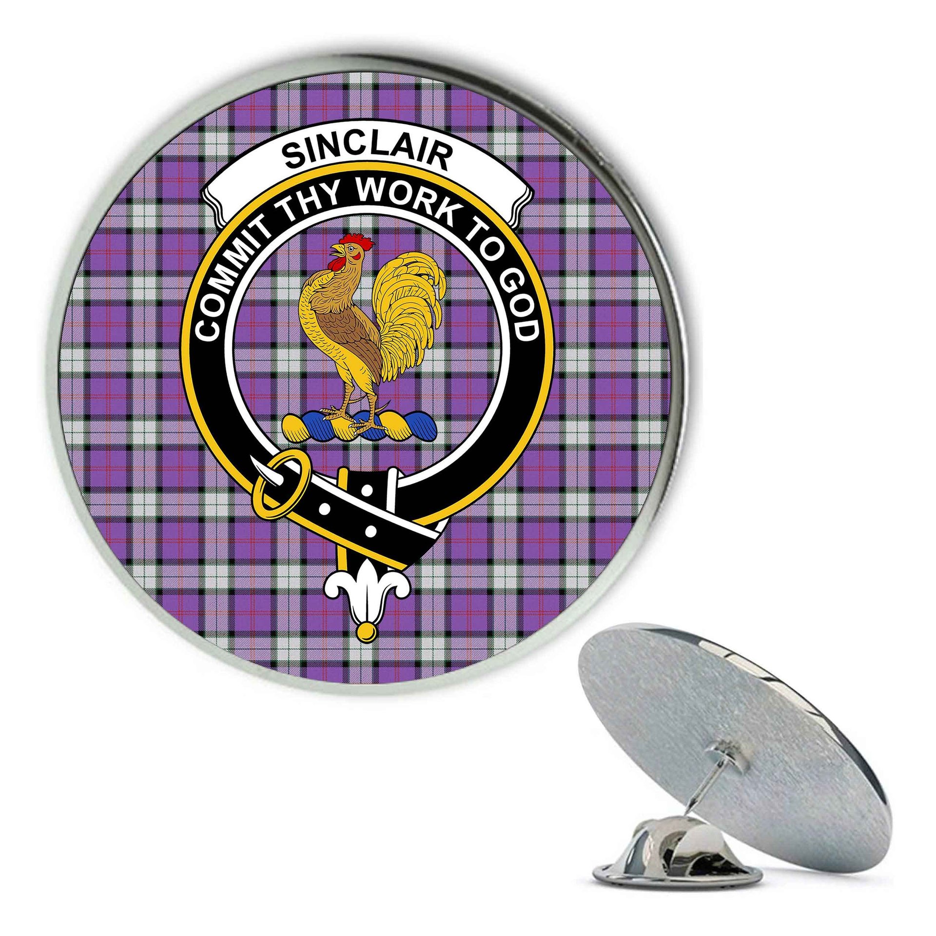 ScotsTee Shop Scottish Sinclair Dress (Dance) Ancient Clan Metal Tartan Lapel Pin Scottish Clan Crest Badge