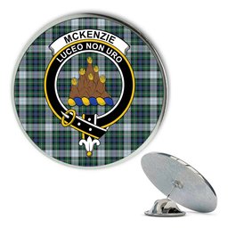 ScotsTee Shop Scottish McKenzie Dress Ancient Metal Tartan Lapel Pin Scottish Clan Crest Badge