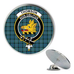 ScotsTee Shop Scottish Thomson Ancient Metal Tartan Lapel Pin Scottish Clan Crest Badge