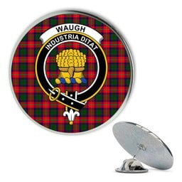 ScotsTee Shop Scottish Waugh Metal Tartan Lapel Pin Scottish Clan Crest Badge