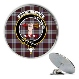 ScotsTee Shop Scottish MacCulloch Dress Metal Tartan Lapel Pin Scottish Clan Crest Badge