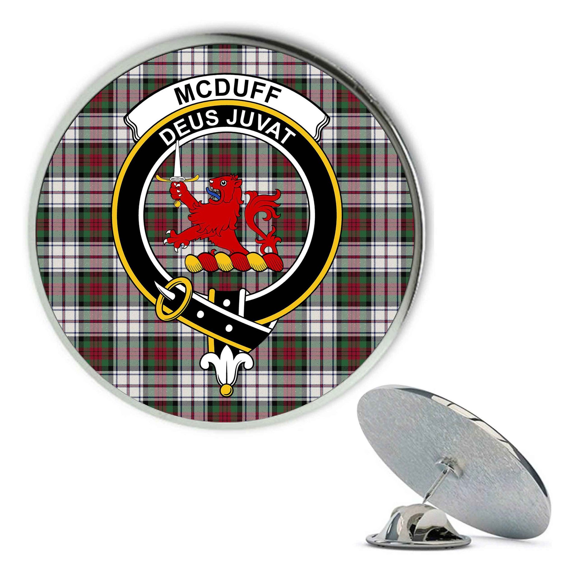 ScotsTee Shop Scottish McDuff Dress Modern Metal Tartan Lapel Pin Scottish Clan Crest Badge