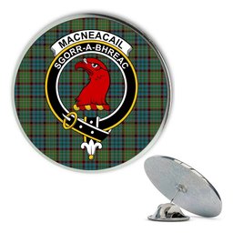 ScotsTee Shop Scottish MacNeacail Hunting Ancient Metal Tartan Lapel Pin Scottish Clan Crest Badge