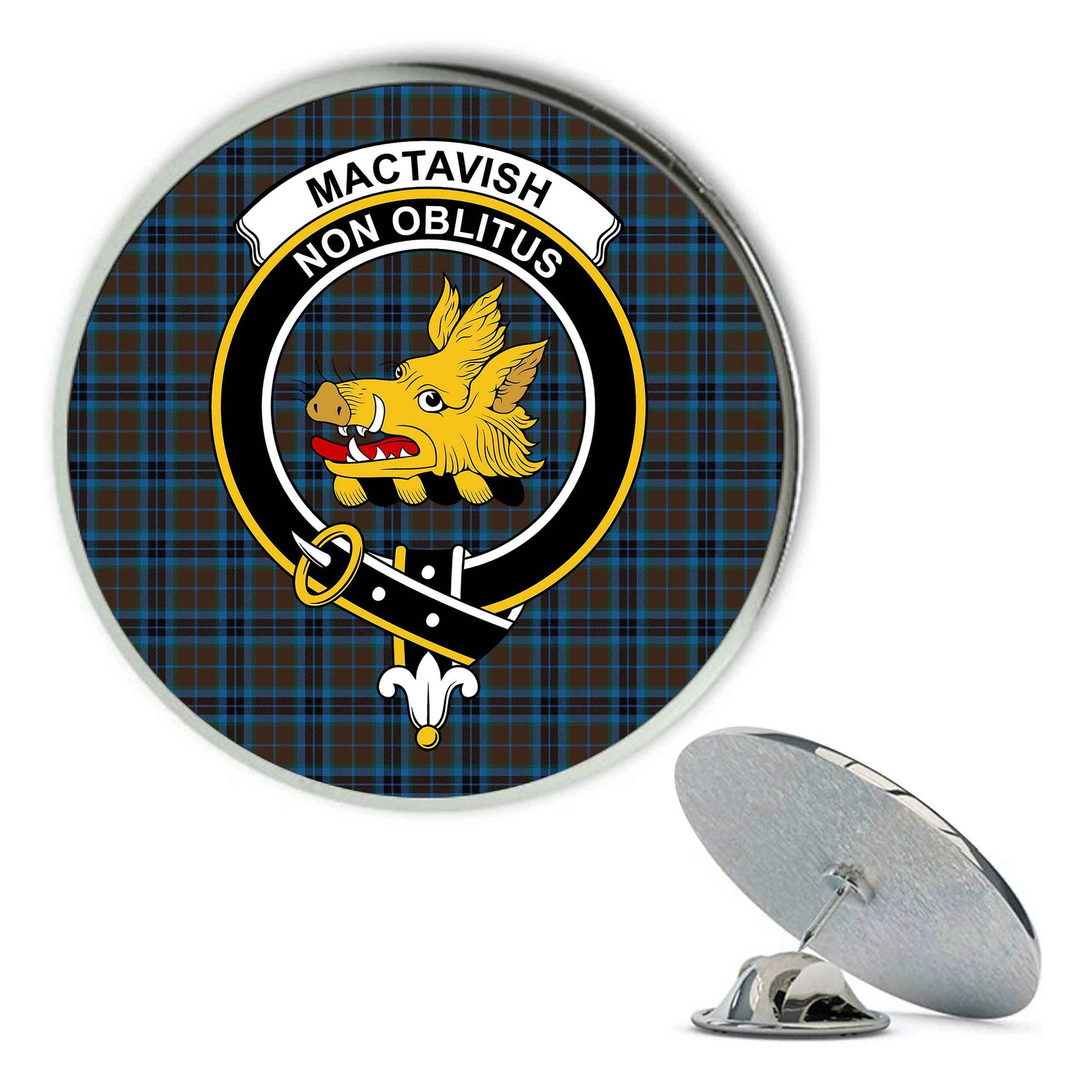 ScotsTee Shop Scottish MacTavish Hunting Modern Metal Tartan Lapel Pin Scottish Clan Crest Badge