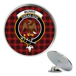 ScotsTee Shop Scottish Munro Black and Red Metal Tartan Lapel Pin Scottish Clan Crest Badge
