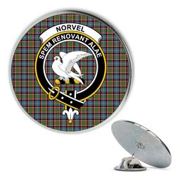 ScotsTee Shop Scottish Norvel Metal Tartan Lapel Pin Scottish Clan Crest Badge