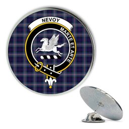ScotsTee Shop Scottish Nevoy Metal Tartan Lapel Pin Scottish Clan Crest Badge