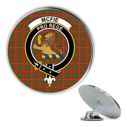 ScotsTee Shop Scottish McFie Ancient Metal Tartan Lapel Pin Scottish Clan Crest Badge