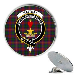 ScotsTee Shop Scottish Rattray of Lude Metal Tartan Lapel Pin Scottish Clan Crest Badge