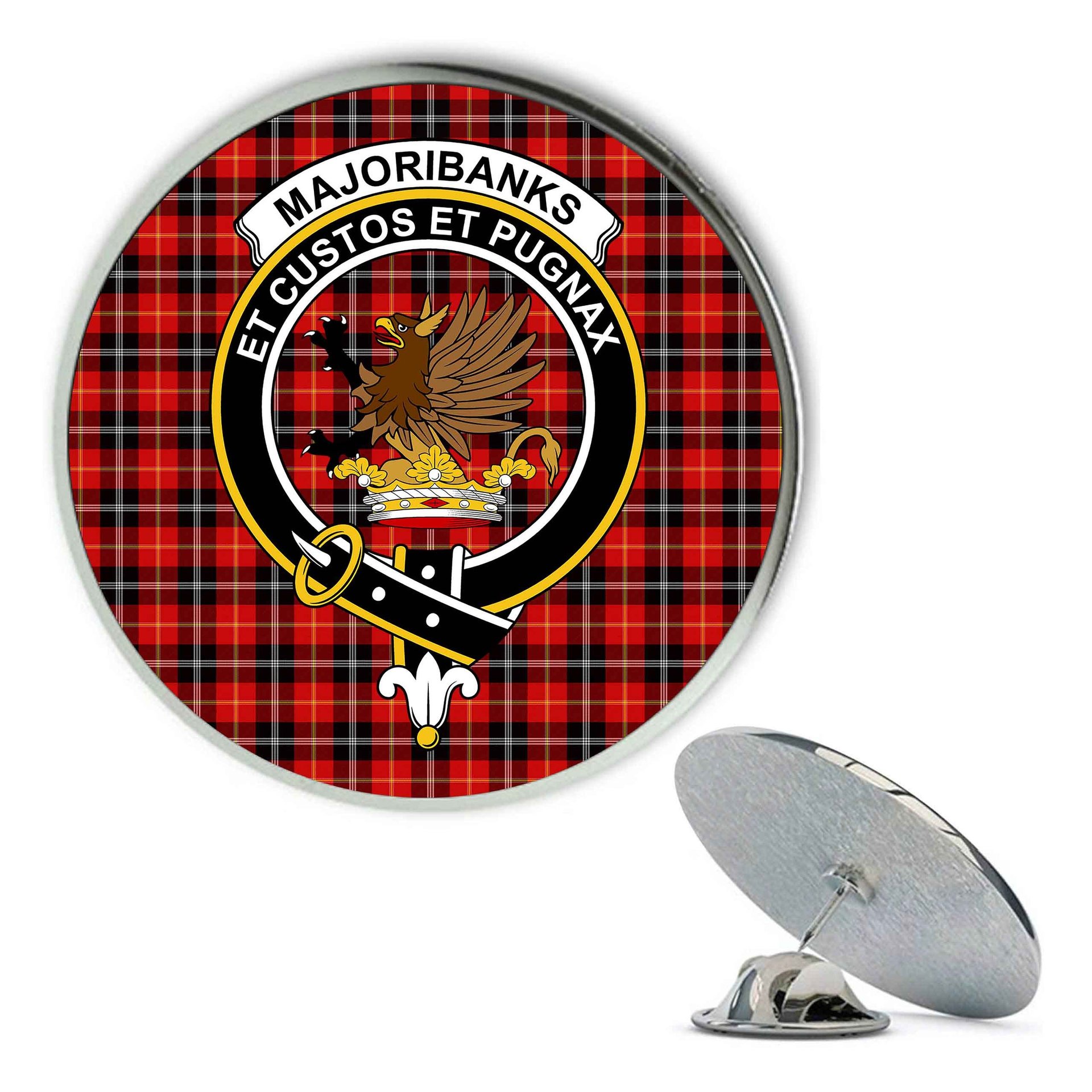 ScotsTee Shop Scottish Marjoribanks SC Metal Tartan Lapel Pin Scottish Clan Crest Badge